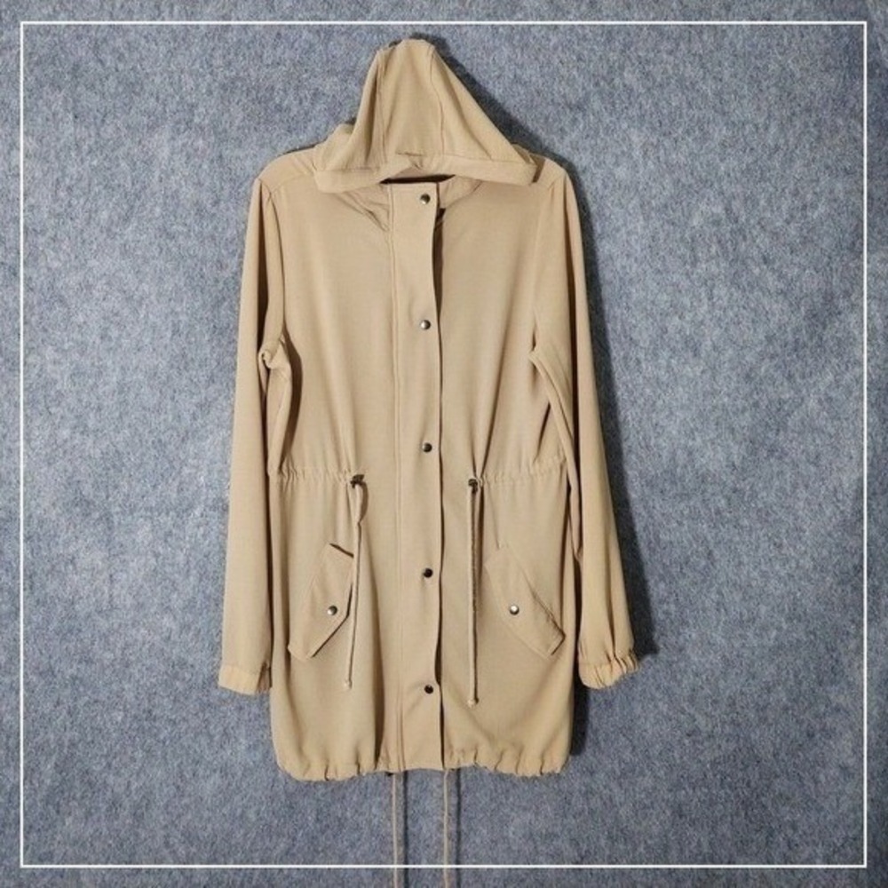 Romeo Juliet Couture Dress M Beige Hooded Utility Jacket Shirt‎ Dress Athleisure